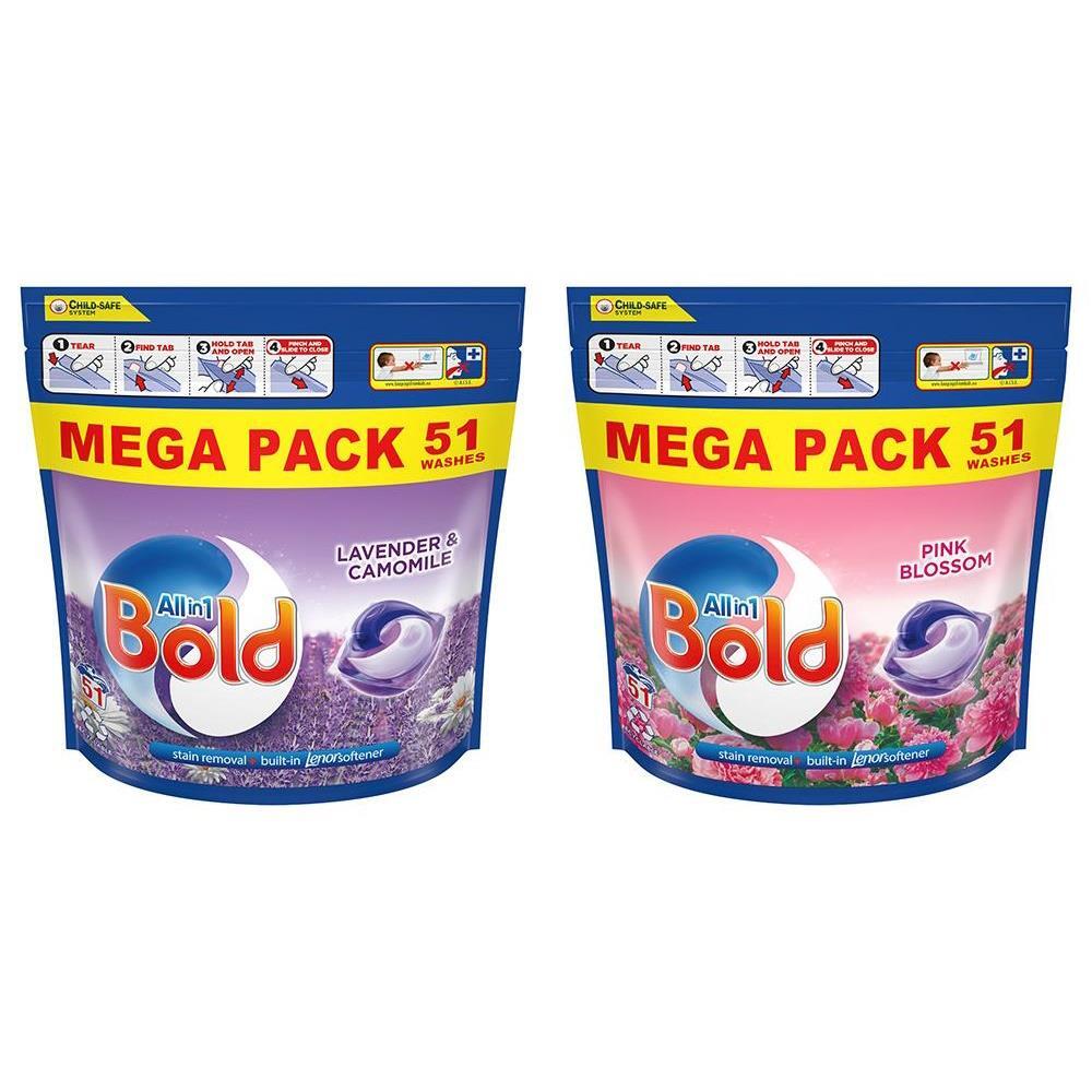 Bold All-n-1 Laundry Pods with Stain Removal & Built-In Lenor Softness – 51 Pods