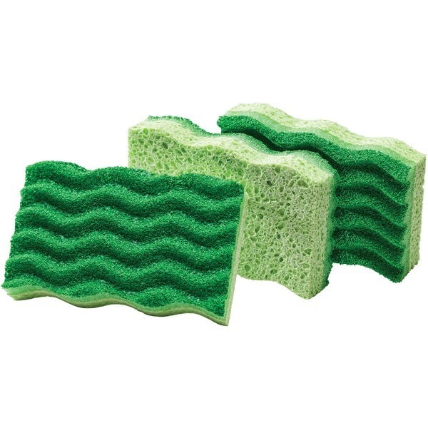 (4-3pk))-Libman 4.5 In. x 3 In. Green Medium Duty Scrubbing Sponge Model: 1076