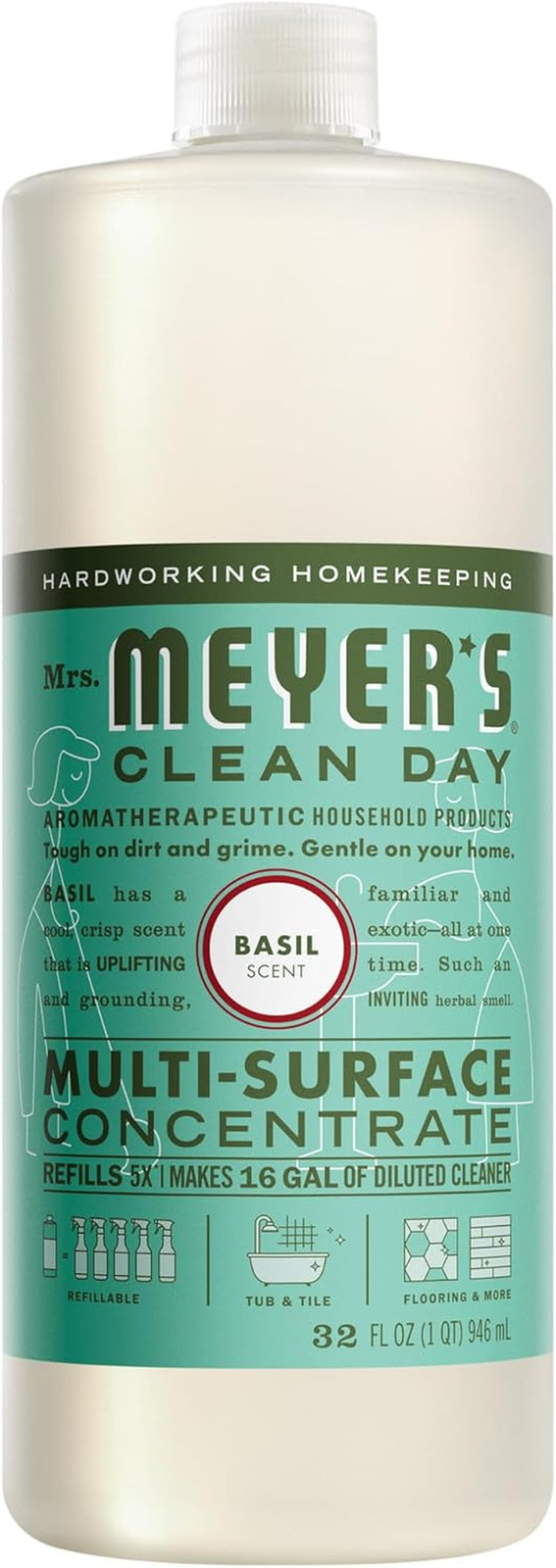 MRS. MEYER’S CLEAN DAY Multi-Surface Everyday 32 Fl Oz (Pack of 1), Basil