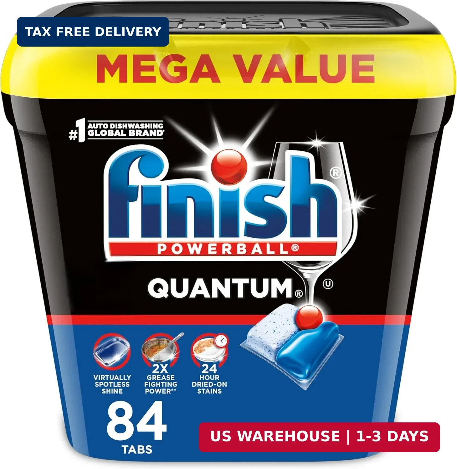 Finish Quantum Dishwasher Pods, No Pre-Rinse Dishwasher Detergent Soap Removes 2