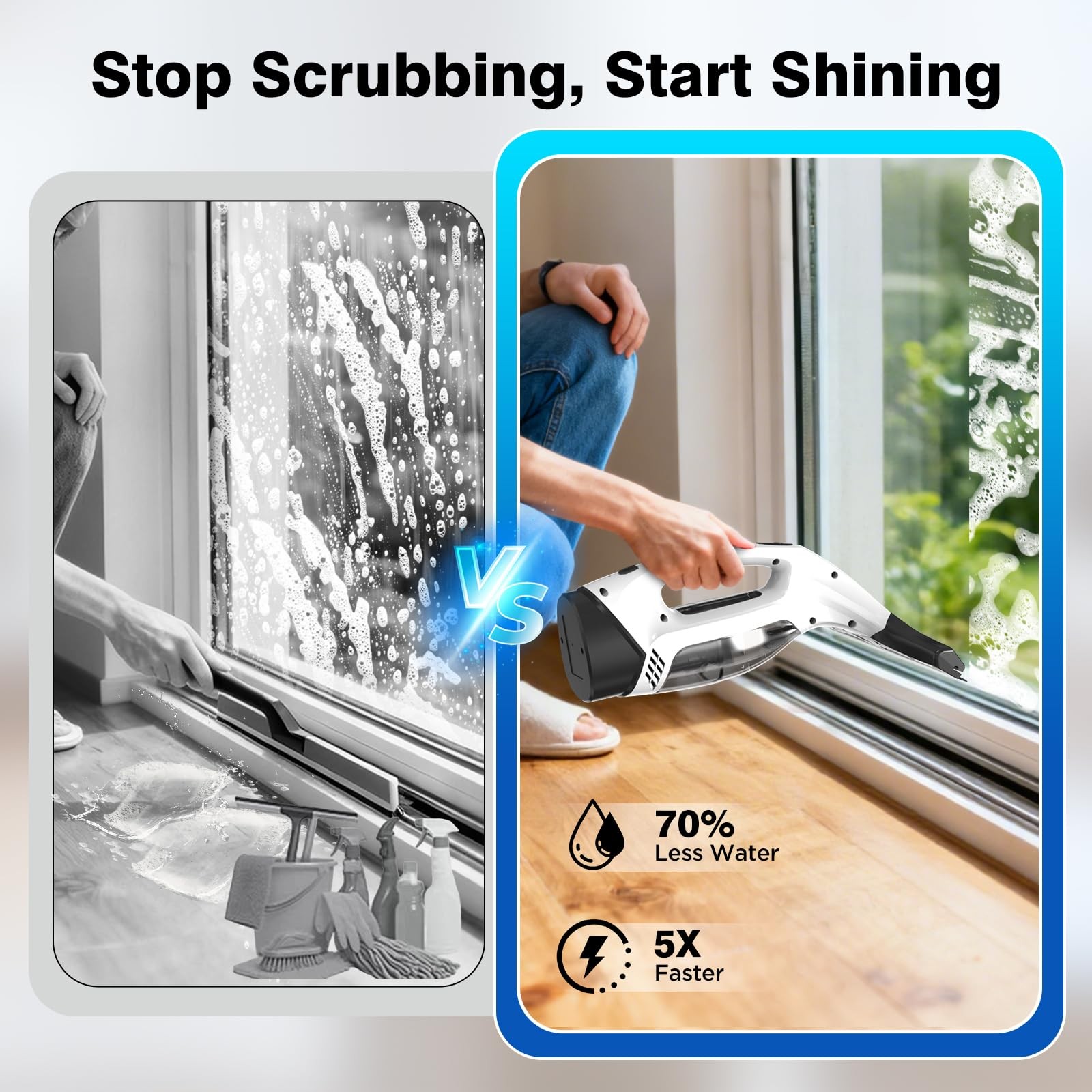 Window Vacuum Squeegee Cordless, 2000Pa Electric Window Cleaner Tool with 220…
