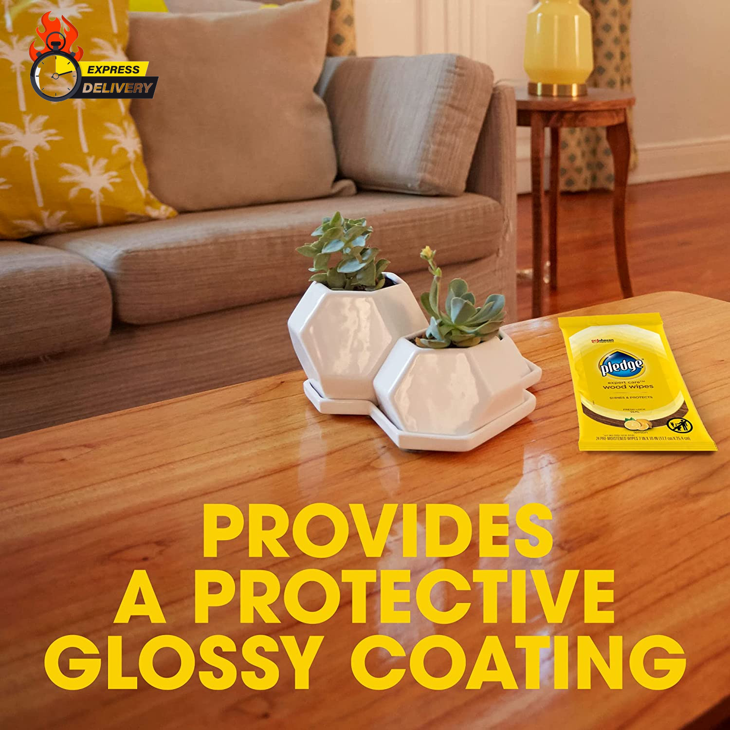 Expert Care Wood Wipes, Shines and Protects, Removes Fingerprints, Lemon Scent,