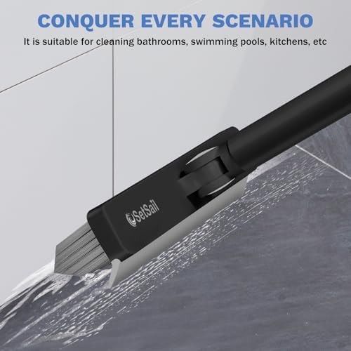 SetSail Grout Cleaner Brush with Long Handle, V-Shaped Floor Scrub Brush Swivel