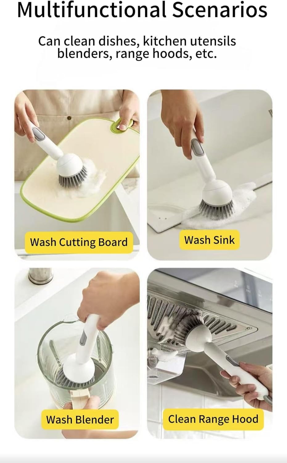 Dish Brush -6-in-1 Dish Brush with Detergent Dispenser – Adjustable Angle & Rota