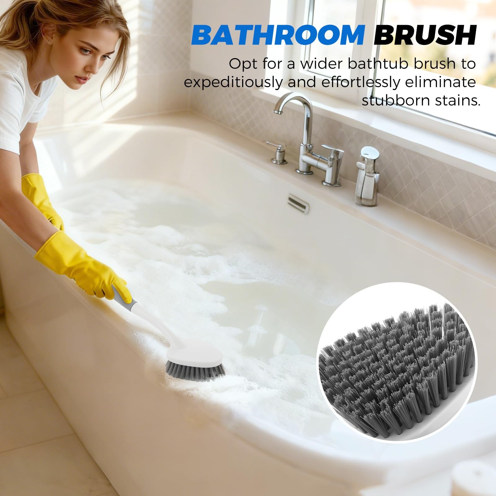 3 Pack Heavy Duty Scrub Brush Set for Household Use, Long Scrub Brush, Handheld