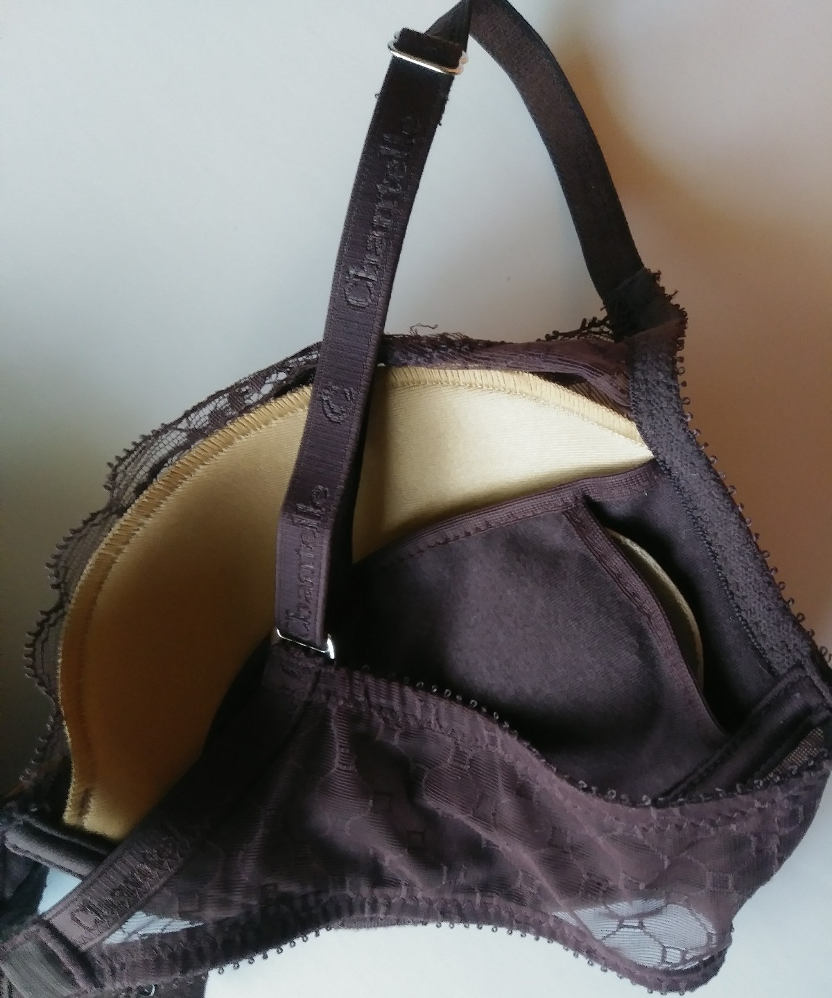 CHANTELLE CHIC PUSH-UP PLUNGE UNDERWIRE REMOVABLE PADS BROWN SIZE 32-D STY#36460