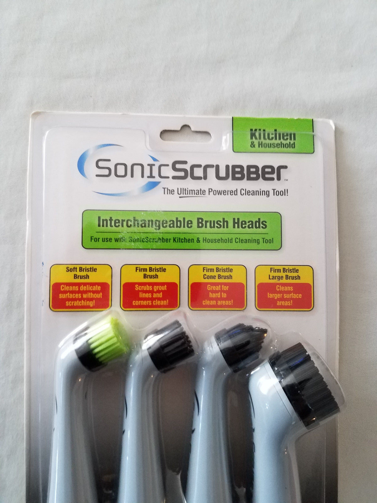 Sonic Scrubber Replacement Brush Set For Kitchen & Household & Bathroom NEW