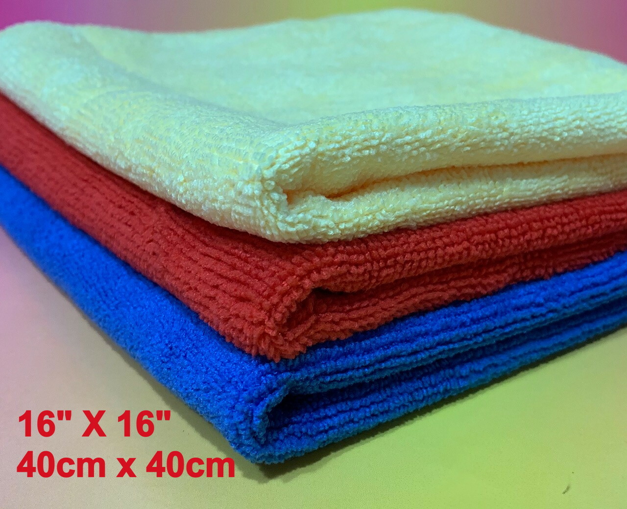 3 COLOR (16″X16″) MICROFIBER TOWELS CLOTH: CLEANING DETAILING POLISHING KITCHEN