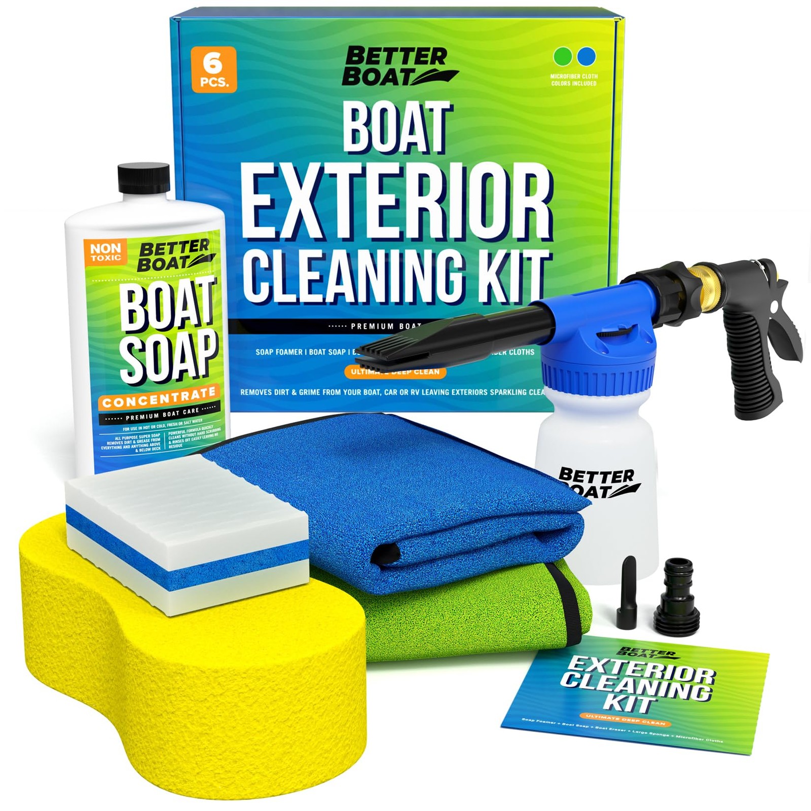 Boat Cleaning Kit Wash Soap Foam Gun Sponge Microfiber Cloths Marine Cleaner For
