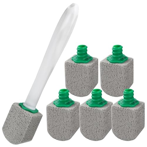 AUAUY 6 Pack Pumice Stone with Handle, Toilet Bowl 1 Count (Pack of 6) Grey