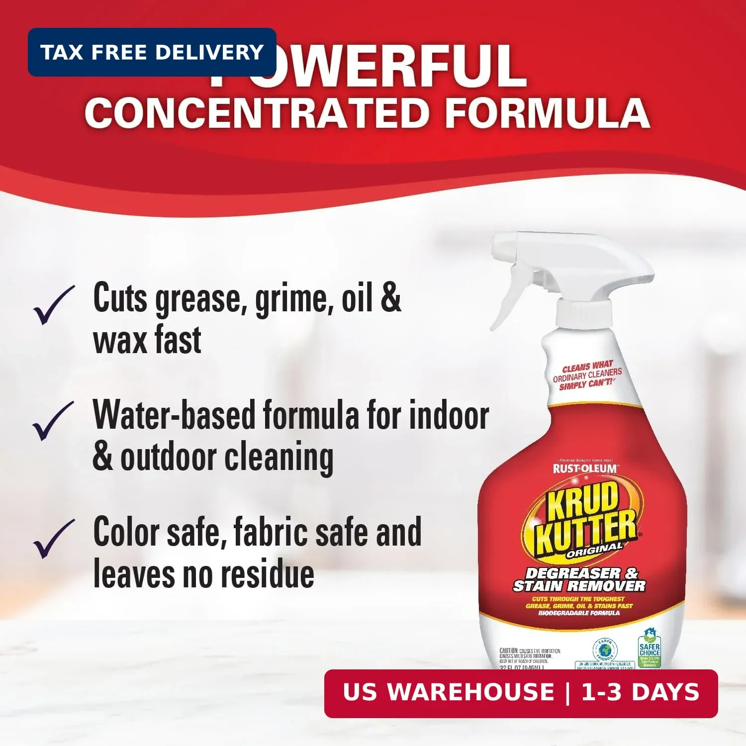 Krud Kutter Original Cleaner Degreaser Spray, 32 oz, Heavy Duty Multi Surface Cl