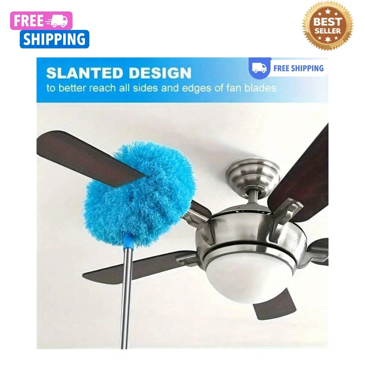 Ceiling Fan Cleaner Duster Reusable Microfiber Long Handle Washable Cleaner**