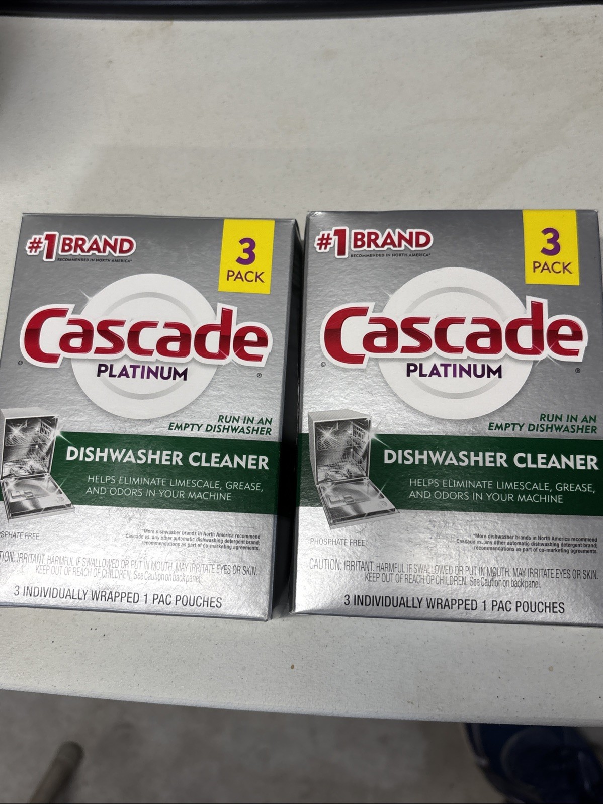 Cascade Platinum Dishwasher Cleaner, 3 count 2 Boxes