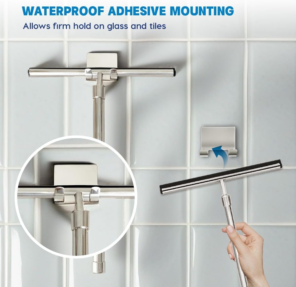 Multi-Purpose Shower & Window Squeegee with 10 Inch Blade and Hook for Bathrooms