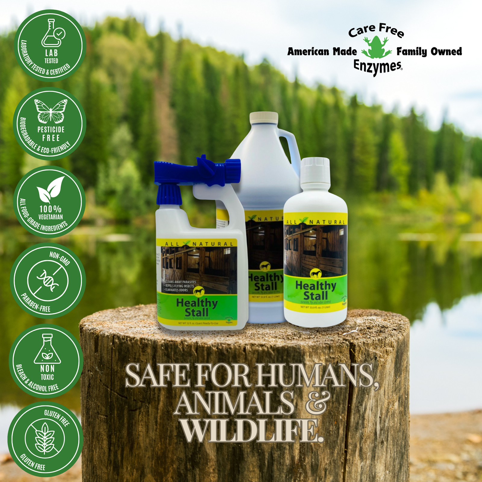 Natural Horse Stall Cleaner & Odor Eliminator | Healthy Stall | 32 oz, 33.9 oz &