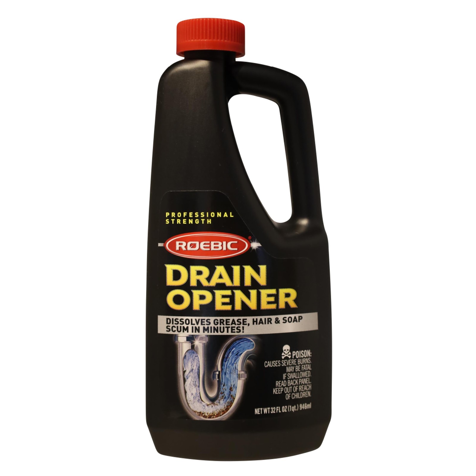 Roebic Liquid Drain Cleaner, Kitchen Sink Grease and Pipe Clog Remover 32 fl oz