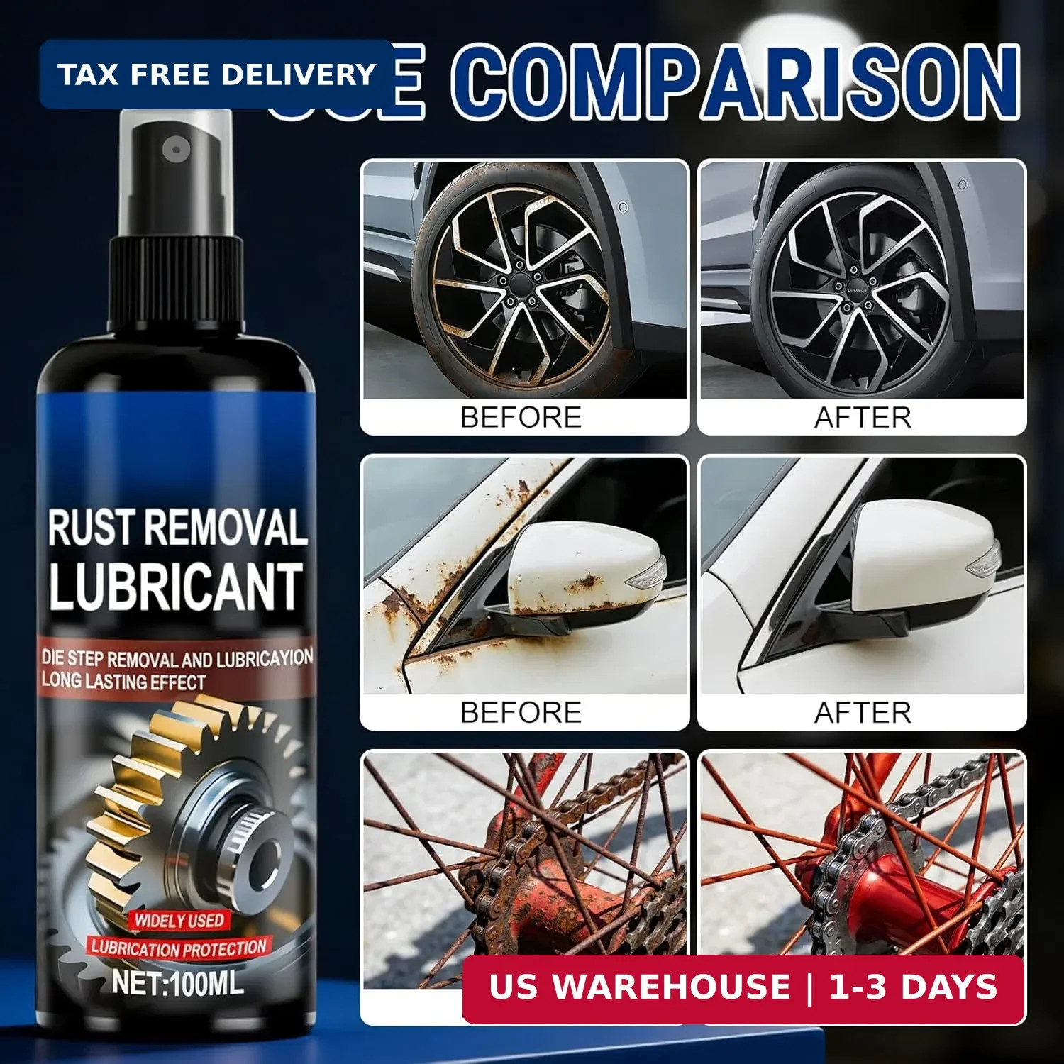 Rusts Remover Spray,Iron Rust Stain Remover,Multipurpose Rust Stain Remover,Fast
