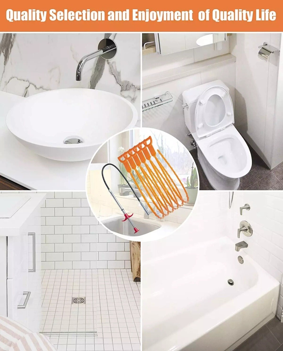 6+1 pcs Hair Drain Cleaner Tool 25″ Snake Drain Clog Remover Tools for Sink Tube
