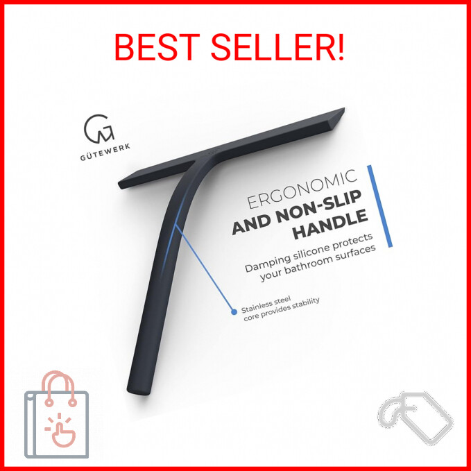 GÜTEWERK Shower Squeegee for Glass Doors, Silicone Window Squeegee, Bathroom and