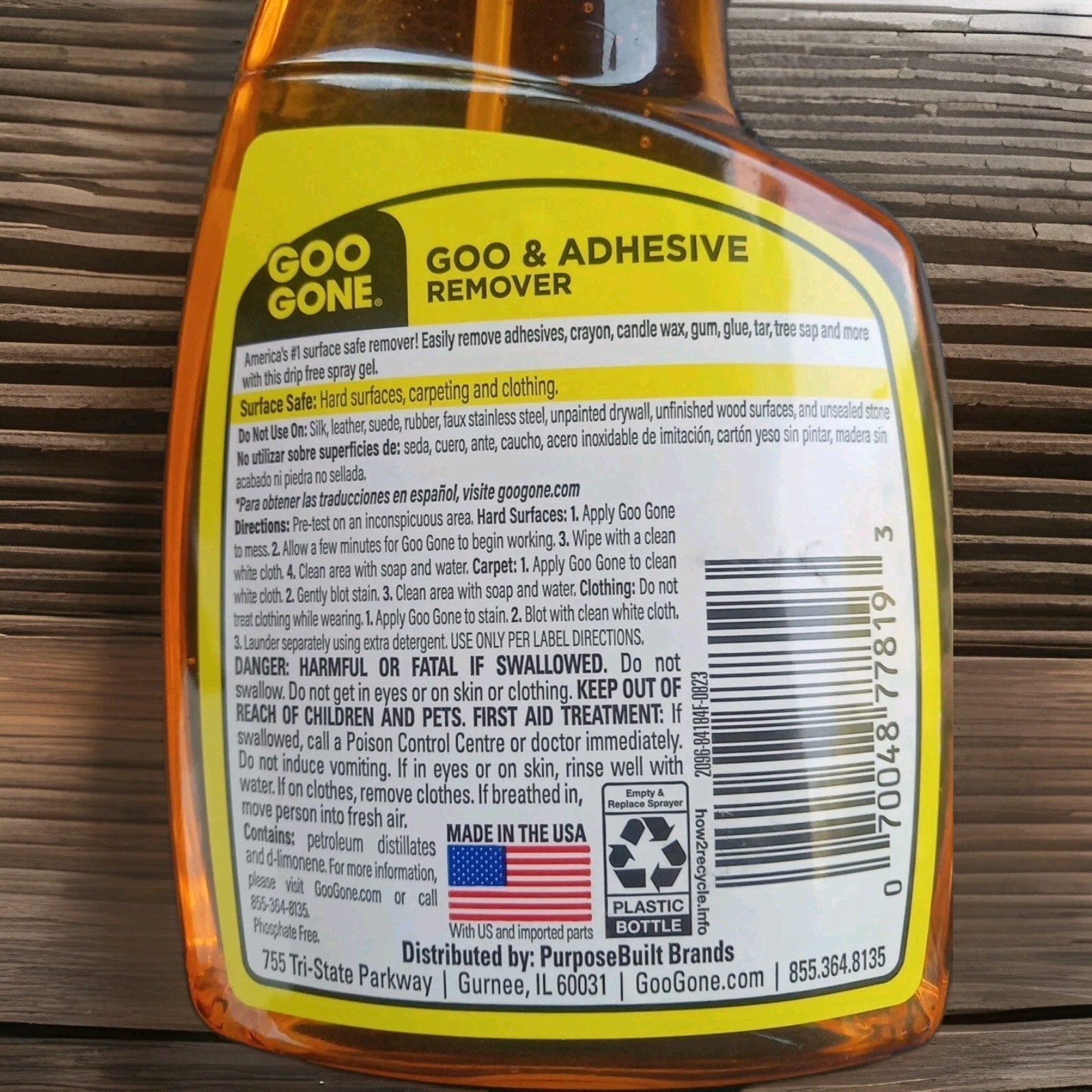 GOO GONE Spray Gel Original Goo&Adhesive Remover Fresh Citrus Surface Safe 12oz