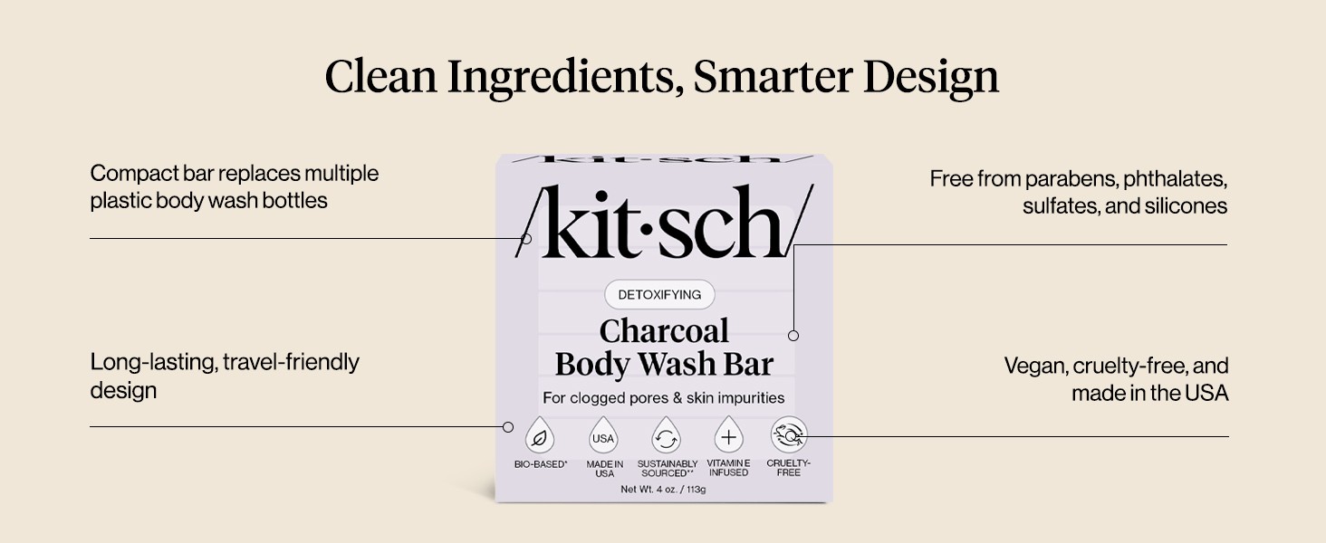 Charcoal Soap Body Wash Bar – Detoxifying Bar Soap with Activated