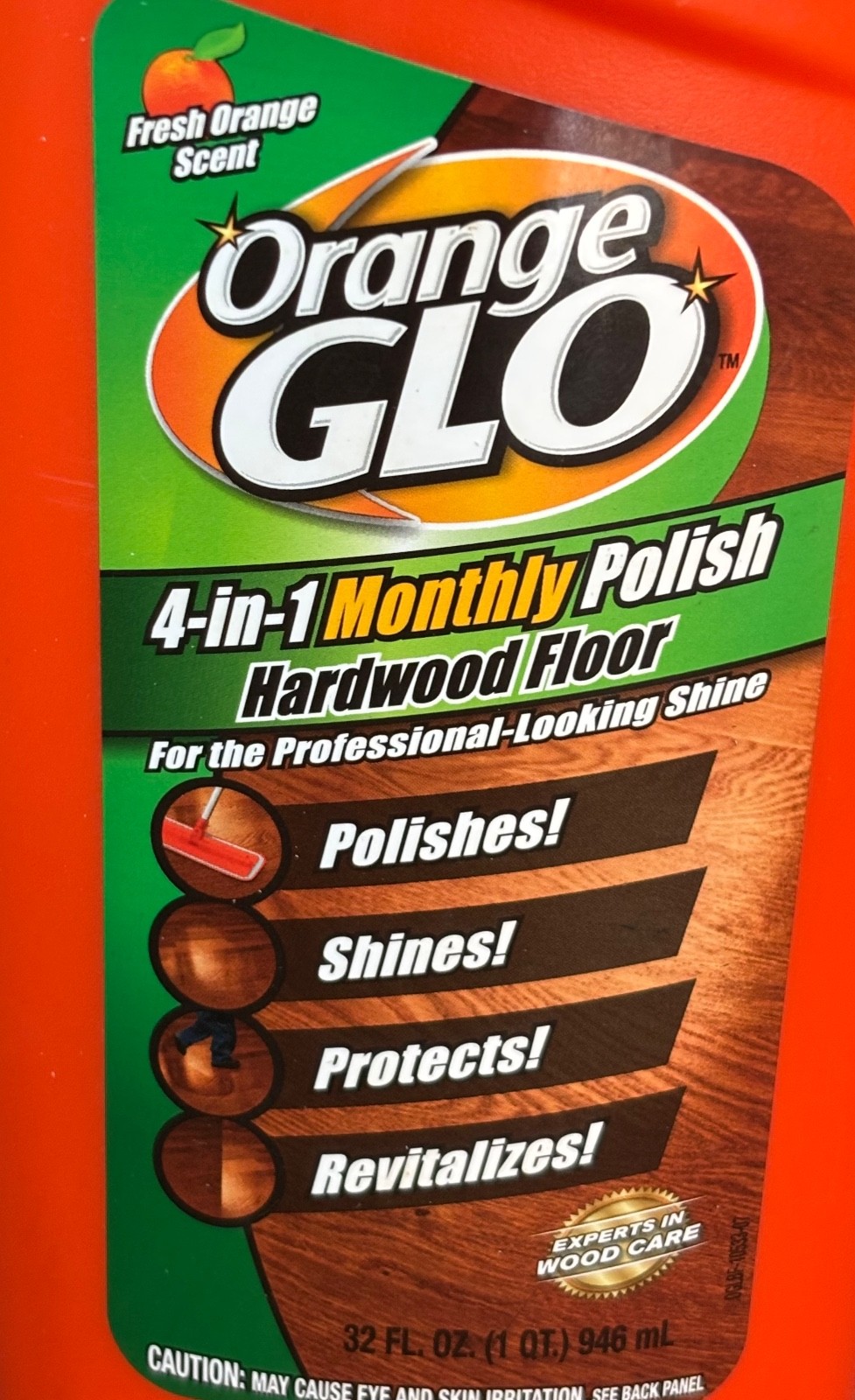 NEW Orange Glo 4-in-1 Monthly Polish Hardwood Floor Shine & Protect 32oz SEALED!