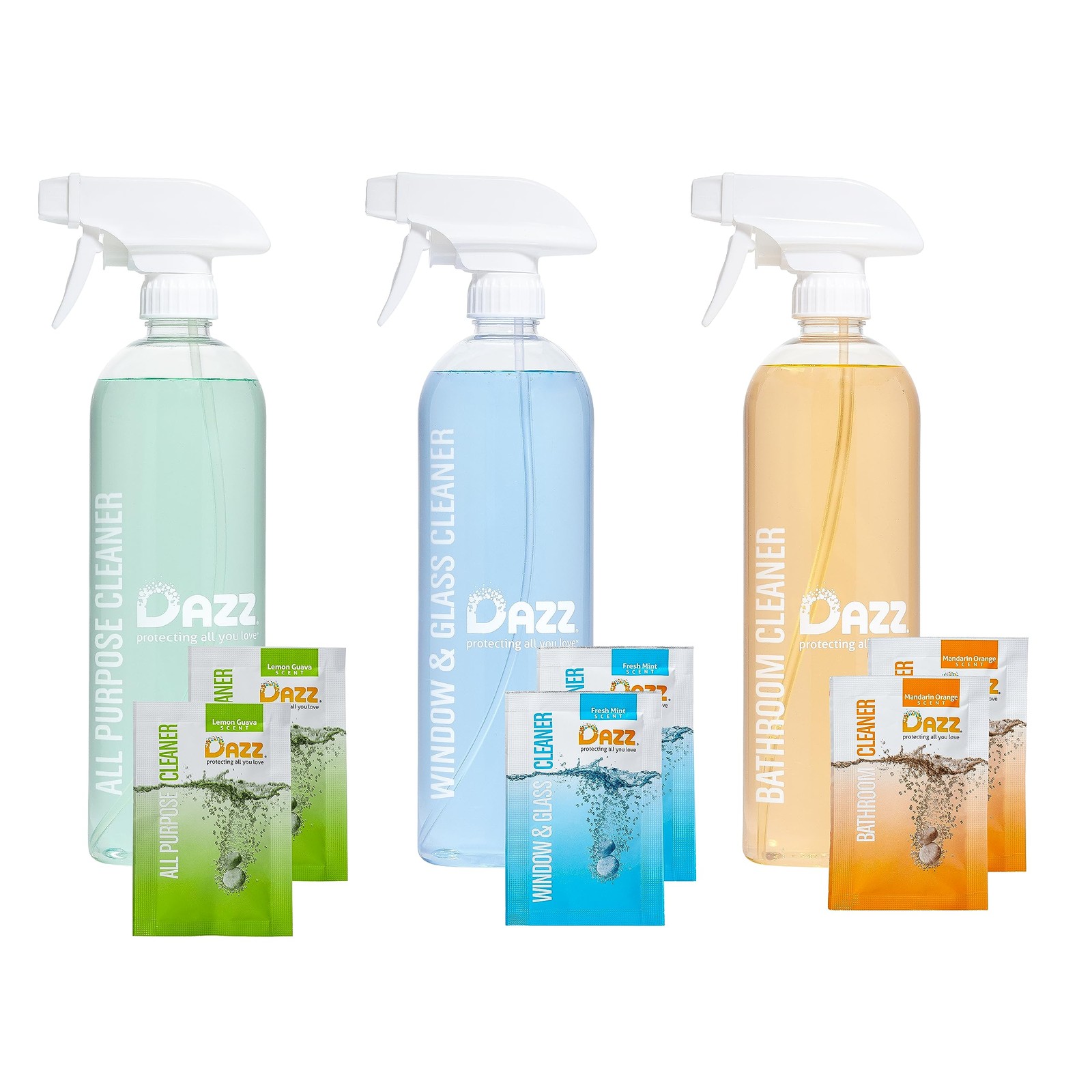 Whole House Starter Kit (3 Reusable Spray Bottles, 6 Refills) Natural All Pur…