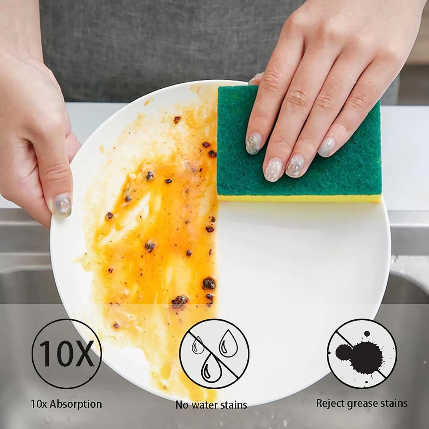 Multi-Purpose Non-Scratch Sponges – 32 Count for Stovetops, Dishes & Appliances