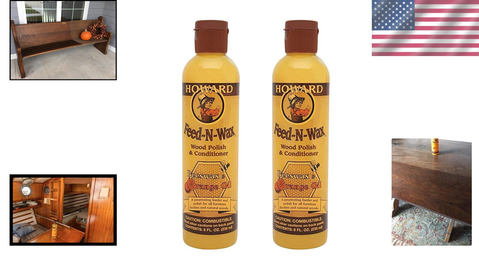 8oz Feed-N-Wax: Restore Antique Finish with Beeswax & Conditioning Oils