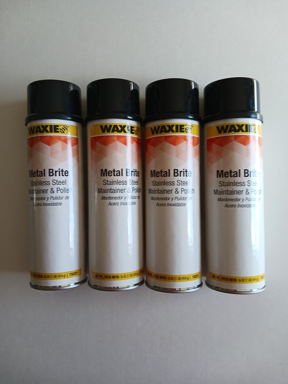 4 pack WAXIE METAL BRITE WATER-BASED STAINLESS STEEL POLISH 4x 16 OZ