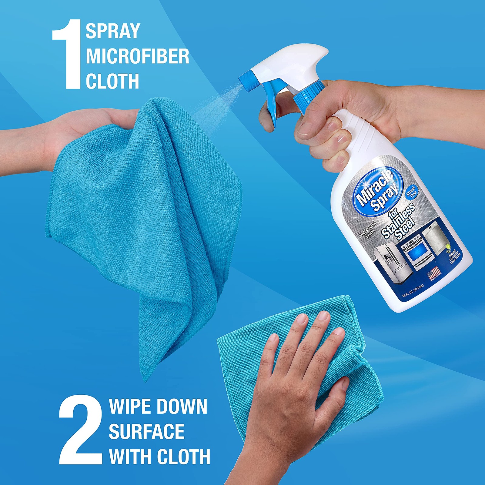 MiracleSpray for Stainless Steel Cleaning Spray Removes Fingerprints and Smud…