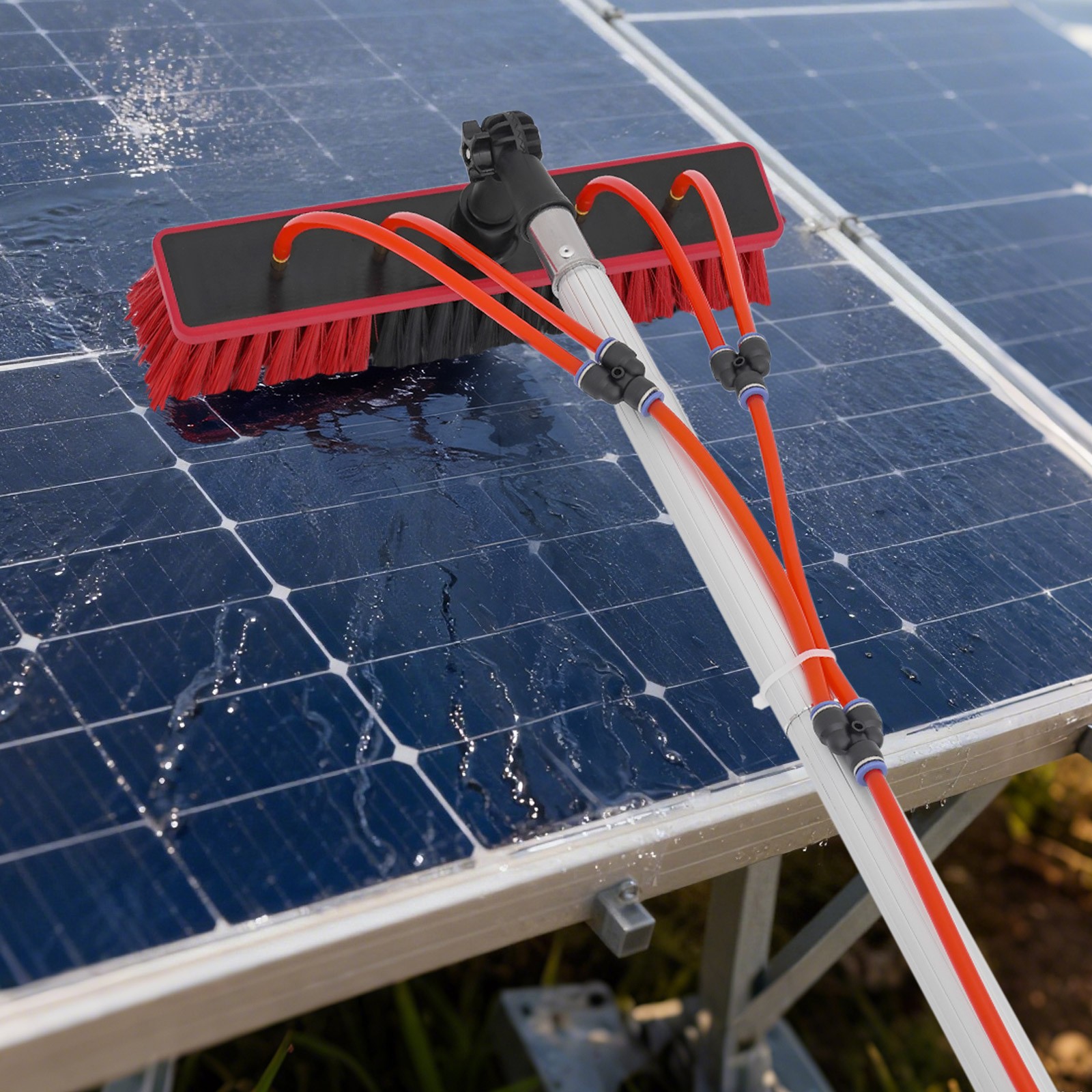 23FT Solar Panel Cleaning Brush Outdoor Window Adjustable Pole Cleaning Kit
