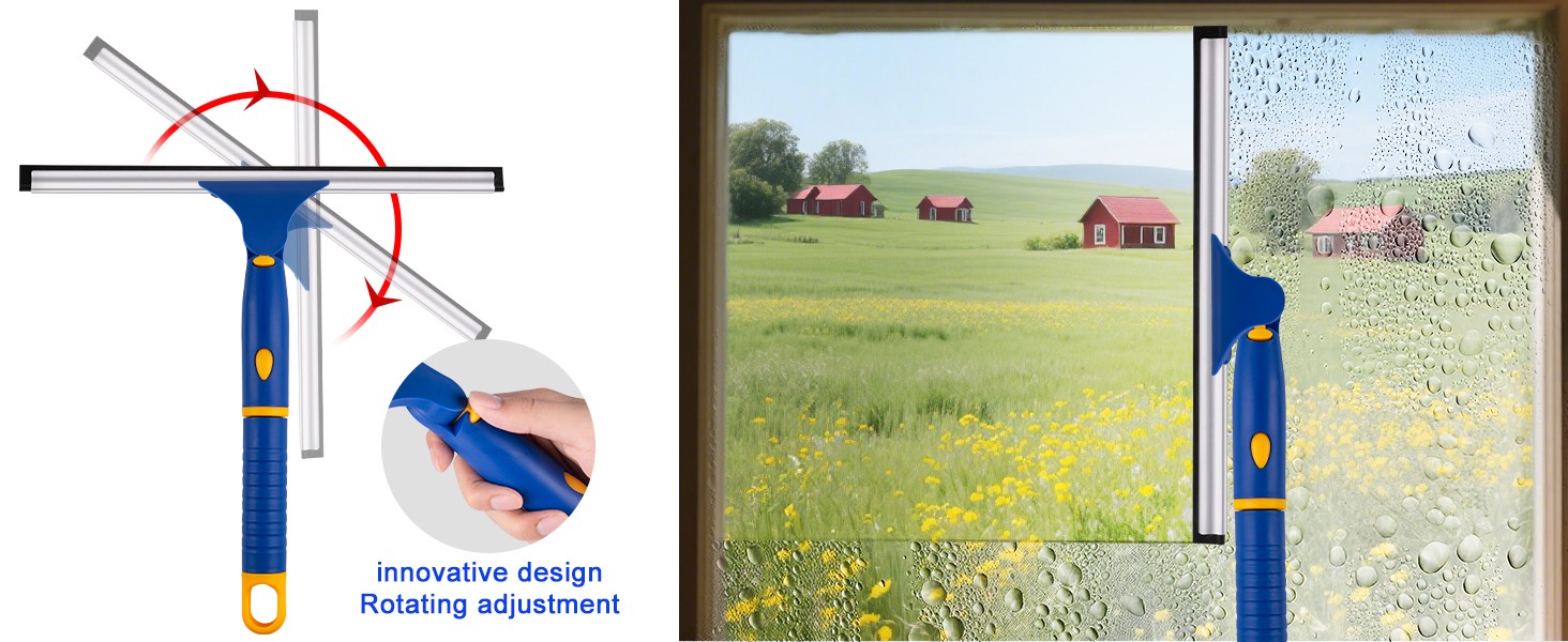 Swivel Shower Squeegee for Glass Doors, All-Purpose Anti-Slip Window Squeegee