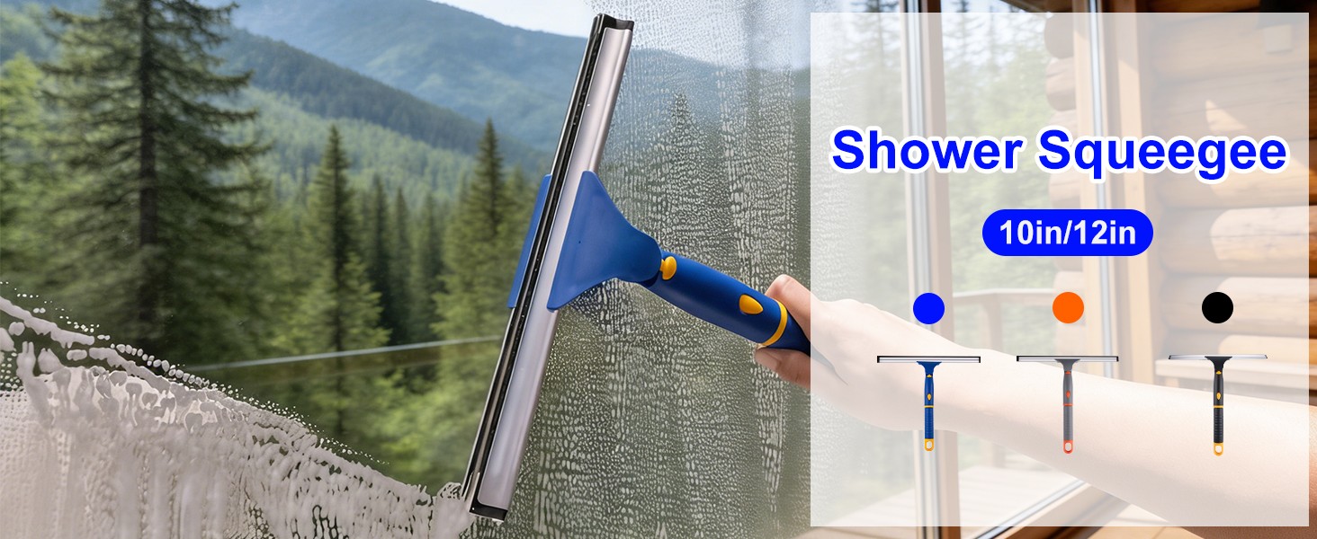 Swivel Shower Squeegee for Glass Doors, All-Purpose Anti-Slip Window Squeegee