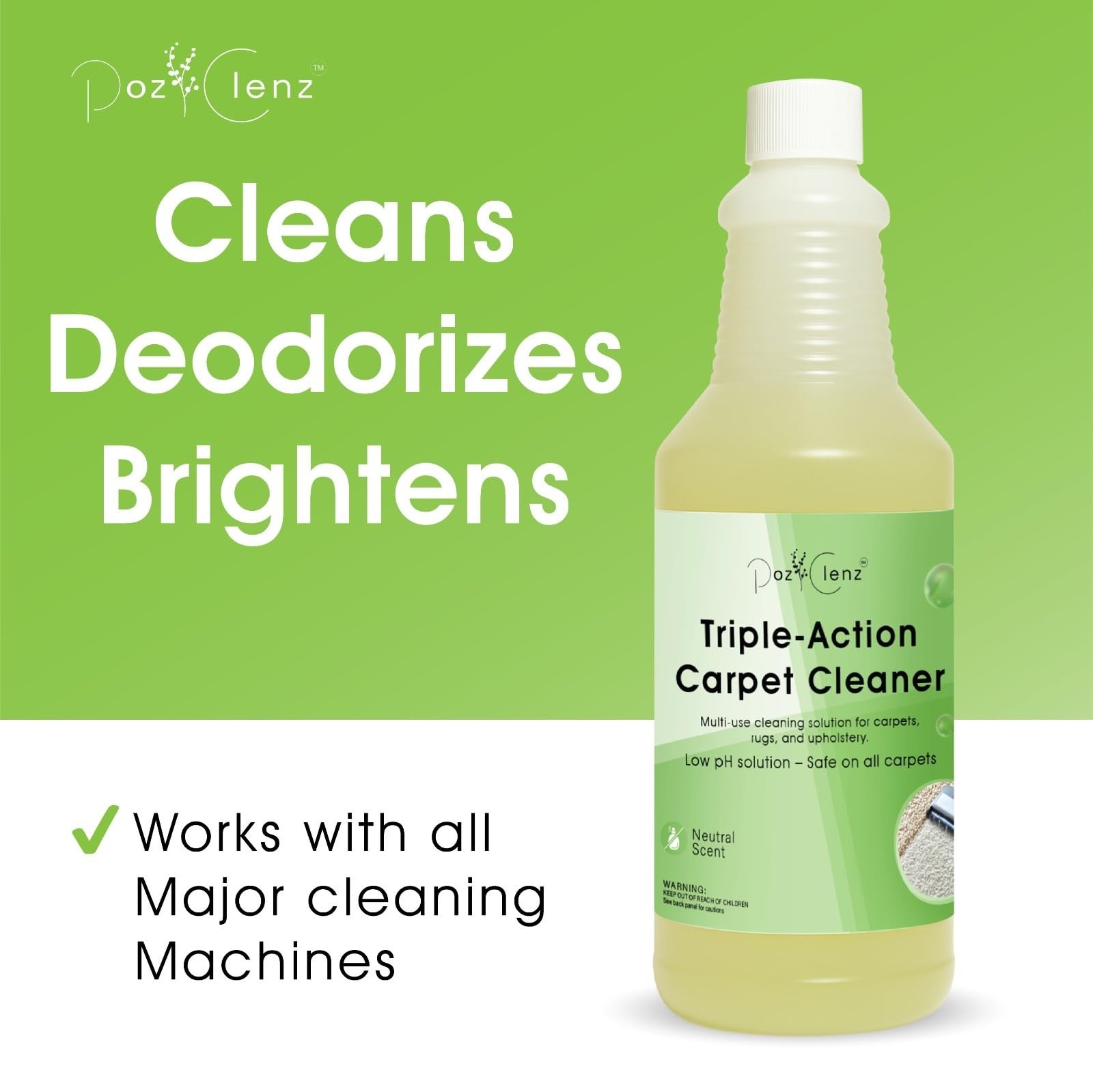 Triple-Action Carpet Cleaner | Cleans, Deodorizes & Brightens | Concentrated,…