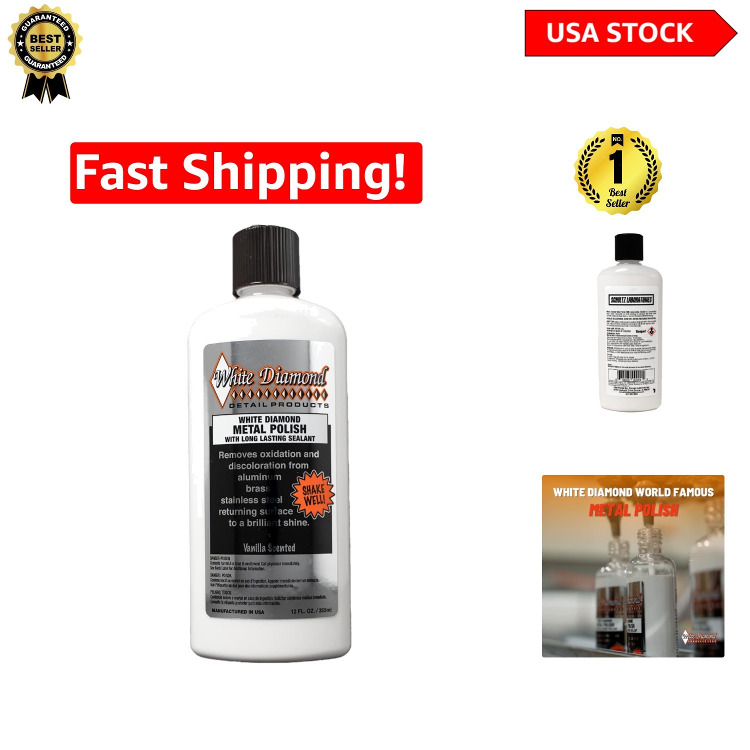 12 fl oz Vanilla Scented Metal Polish – Protects, Cleans & Restores Surfaces
