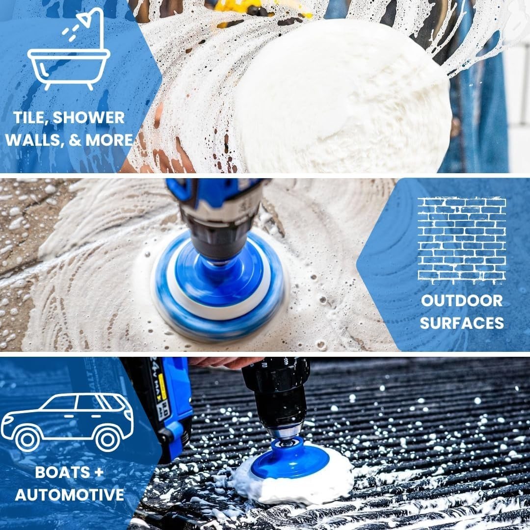 7 Pack Multipurpose Drill Brush Kit For Cleaning Bathrooms Showers Tubs Tile Flo