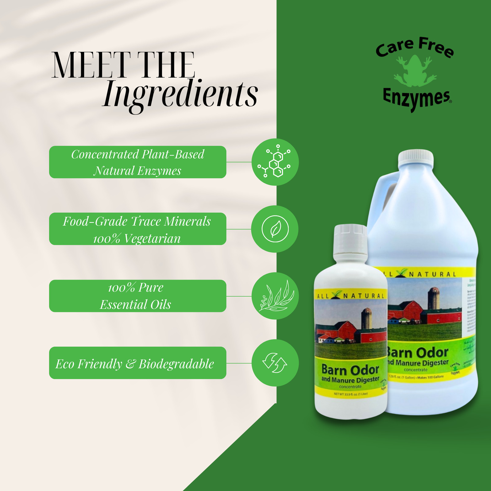 Concentrated Barn Deodorizer & Manure Digester | Ammonia Control for Livestock S
