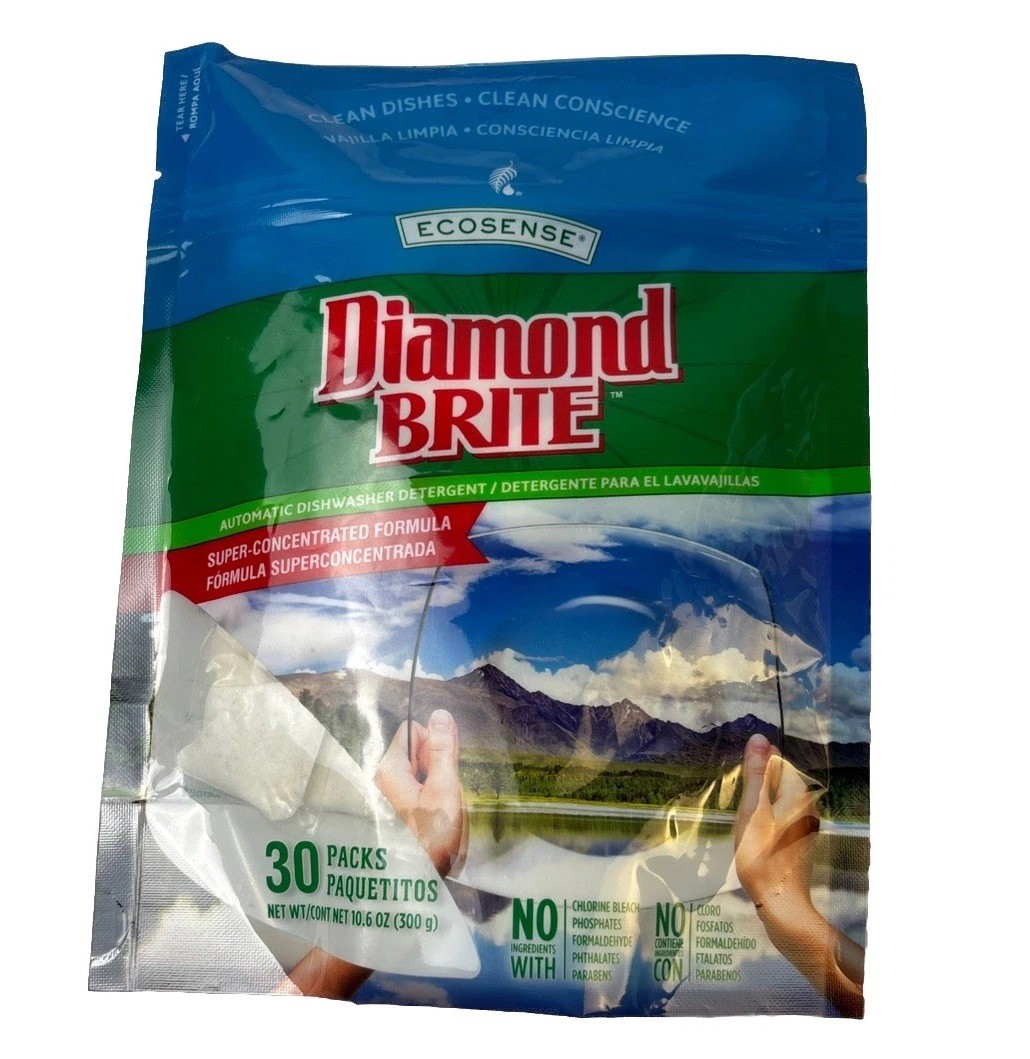 NEW DIAMOND BRITE DISHWASHER DETERGENT 30 PK EA PODS Eco Sense Sealed