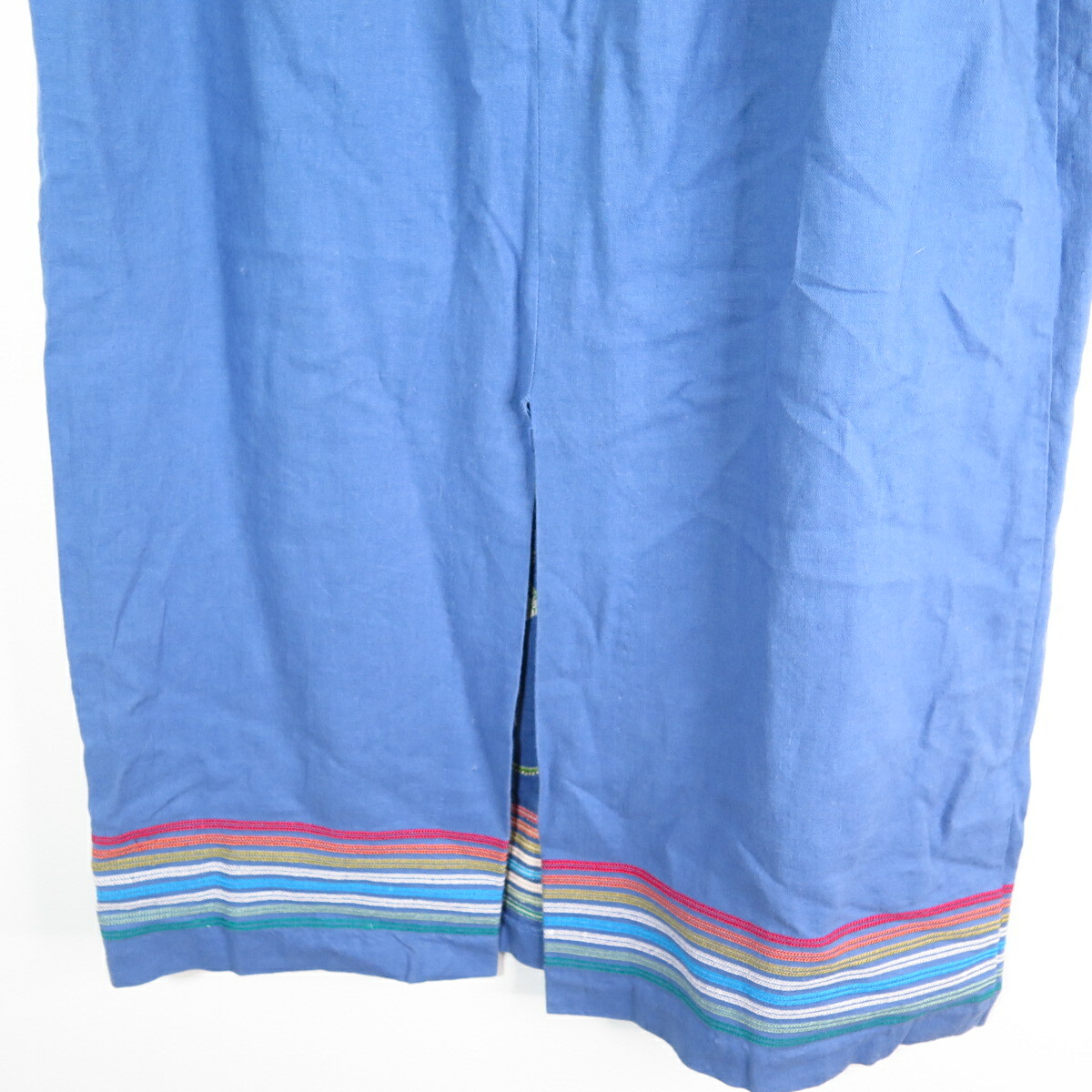 Hearts of Palm SIZE 6 Embroidered beaded Linen Rayon Blue Floral Skirt