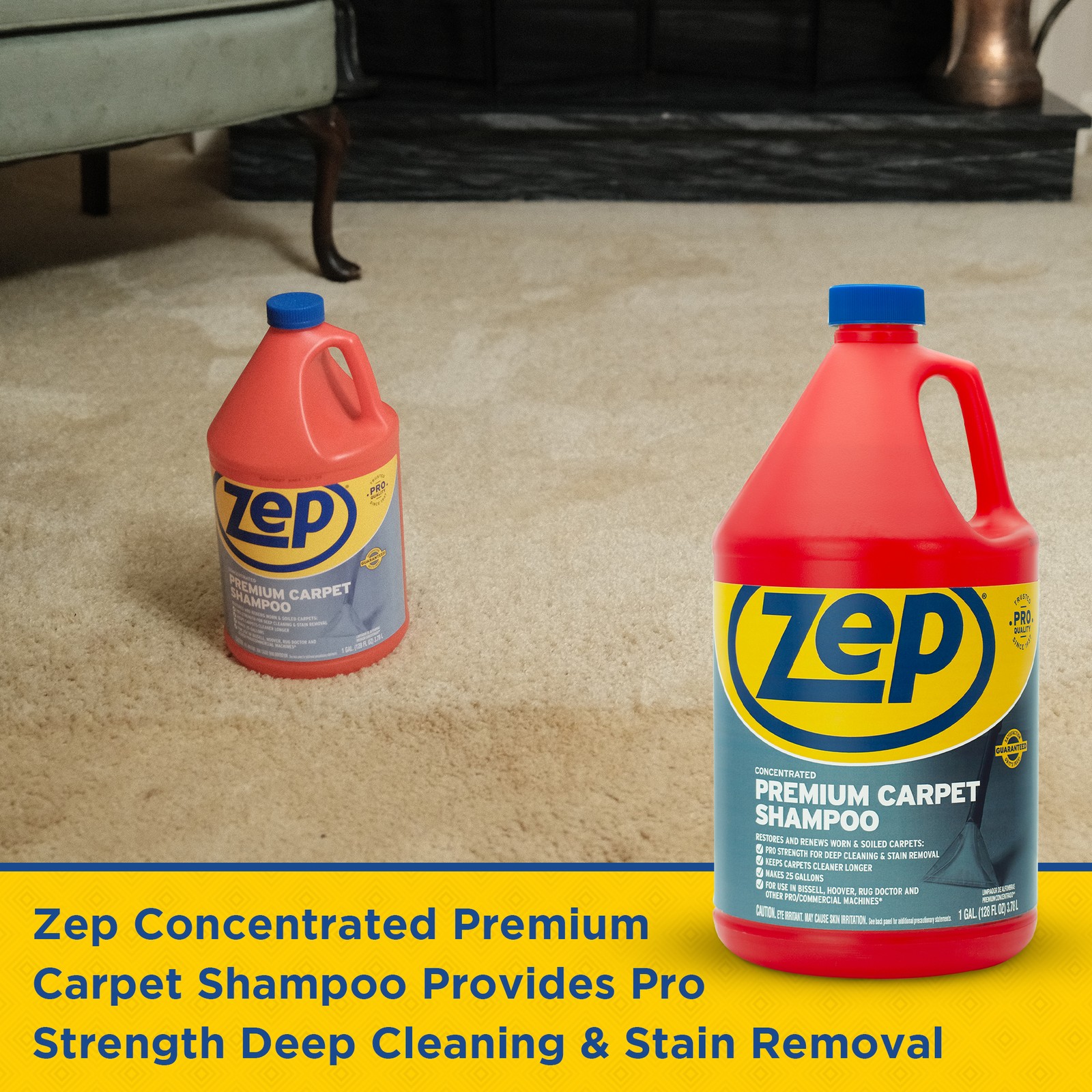 Zep Concentrated Premium Carpet Shampoo – Deep Clean Carpets & Remove Tough