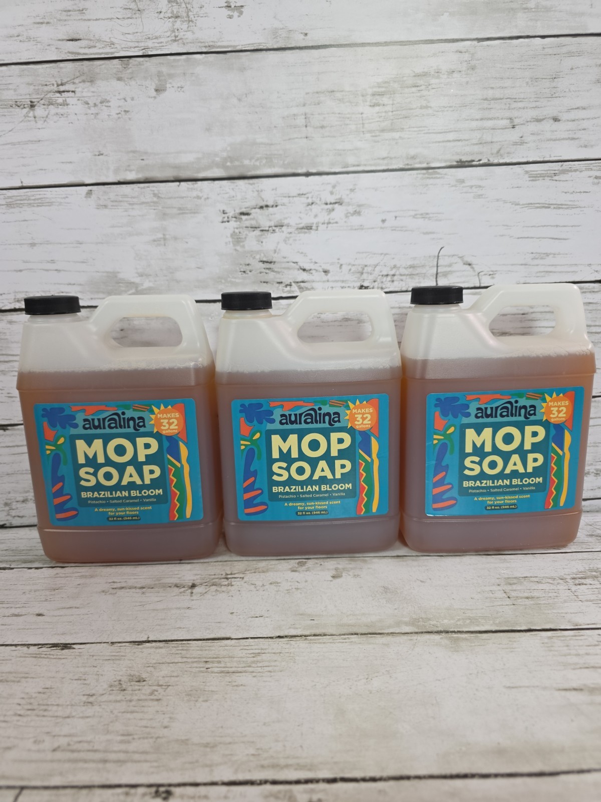 3-Pack Auralina Mop Soap Brazilian Bloom Floor Cleaner 32oz Concentrated Lot
