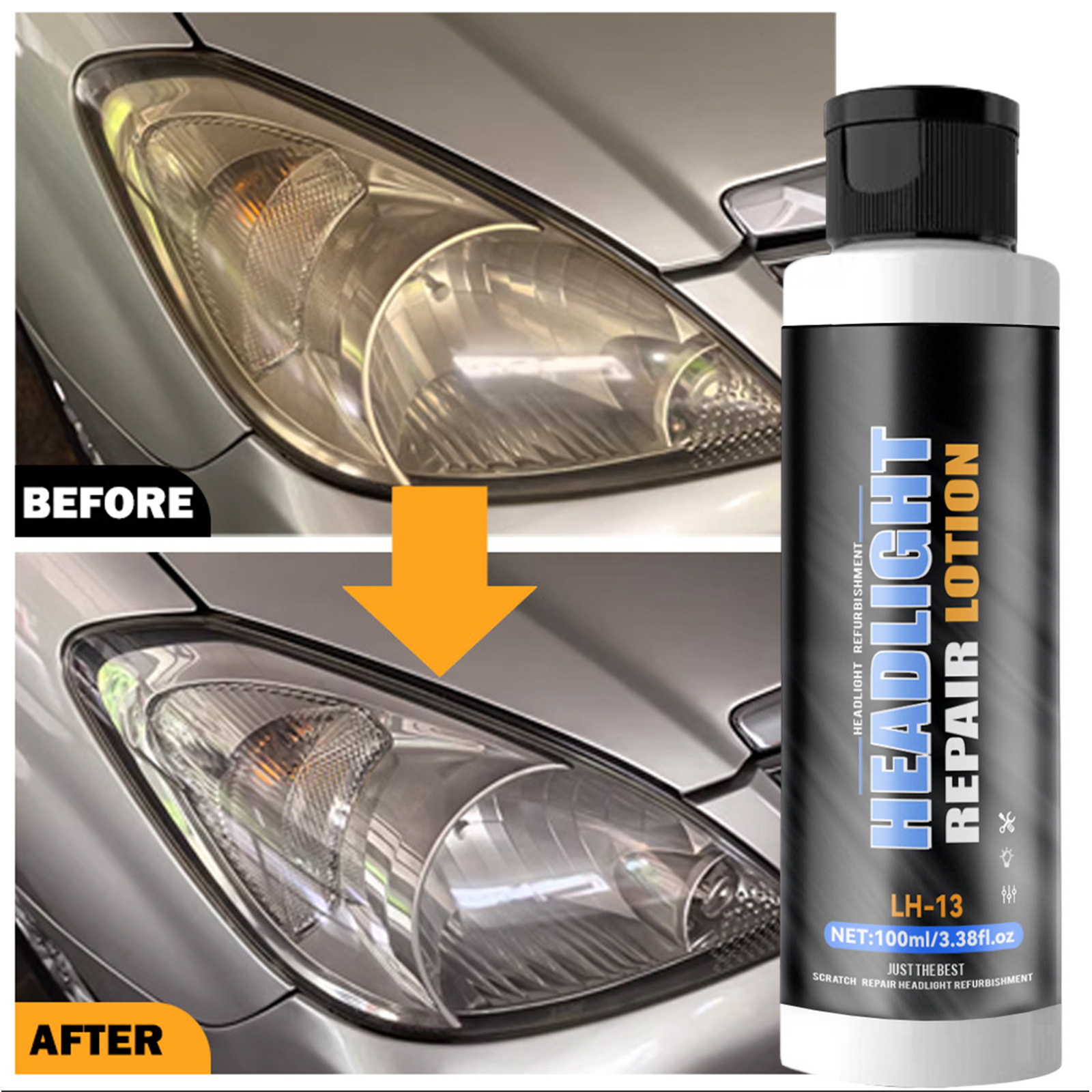 Pro Car Headlight Lens Restoration Repair Kit Polish Cleaner Cleaning Tool 100ml