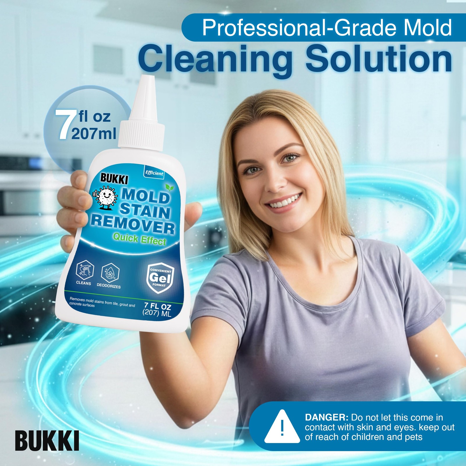 Professional Mold Stain Remover Gel (7 FL OZ) Heavy Duty Thick Gel for Shower