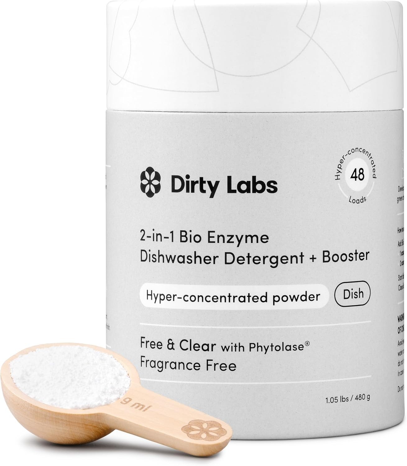 Dirty Labs 2-in-1 Bio Enzyme Dishwasher Detergent + Booster Free & Clear