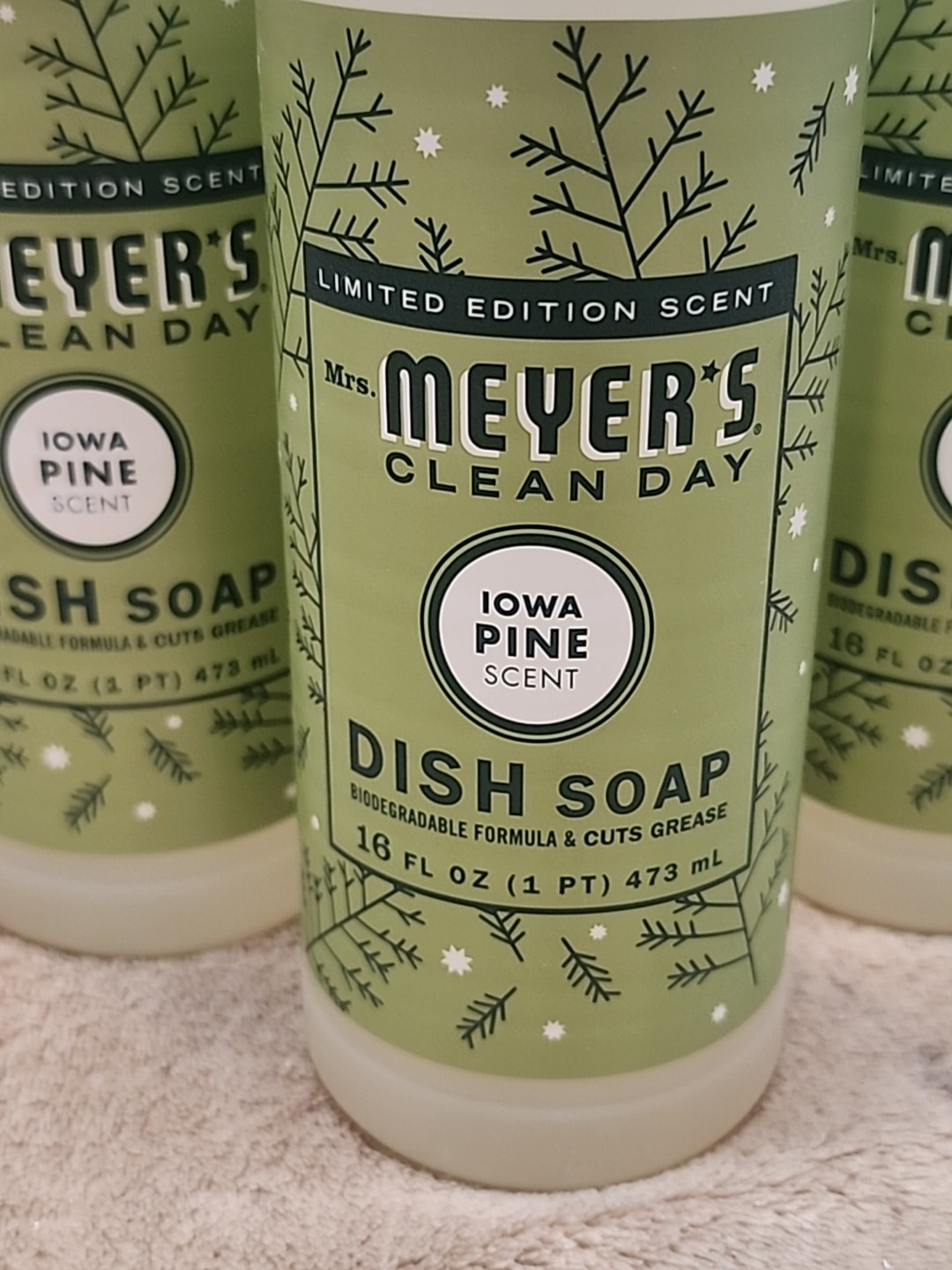 Lot of 5: Mrs Meyers Iowa Pine Scent Dish Soap. Limited Edition Seasonal Scent