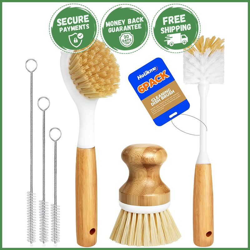 6 PACK DISH CLEANING BRUSH SET Household Long Handle Brushes Kitchen Scrubber Ki