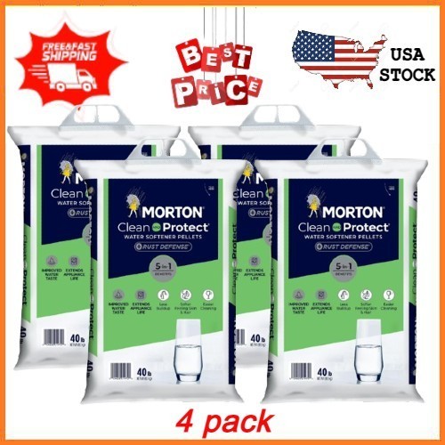 4 pack Morton Clean and Protect Plus Rust Defense Water Softener Salt Pellets 40