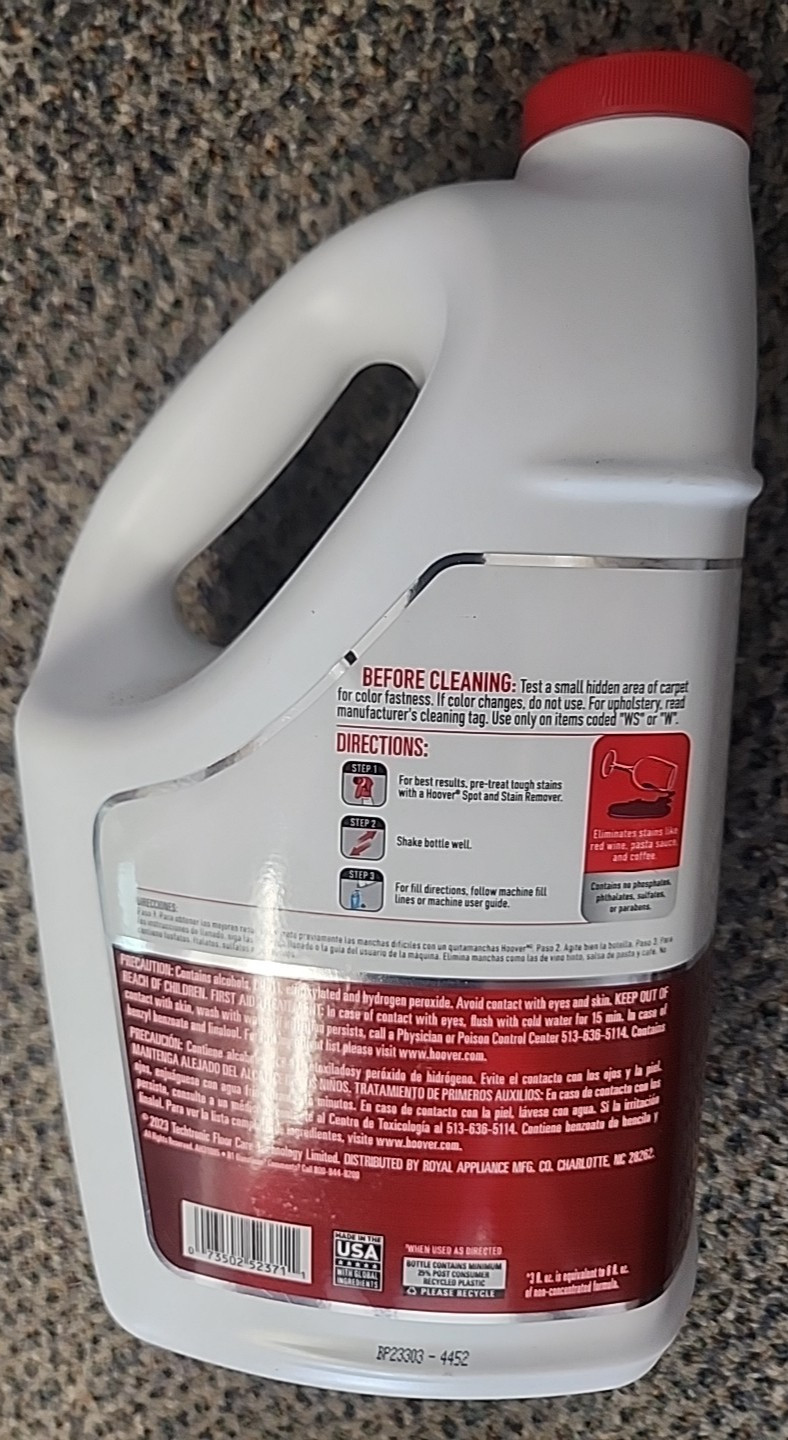 Hoover Oxy Carpet Cleaner Solution 1 gal, Ocean Breeze Scent/2X concentrated