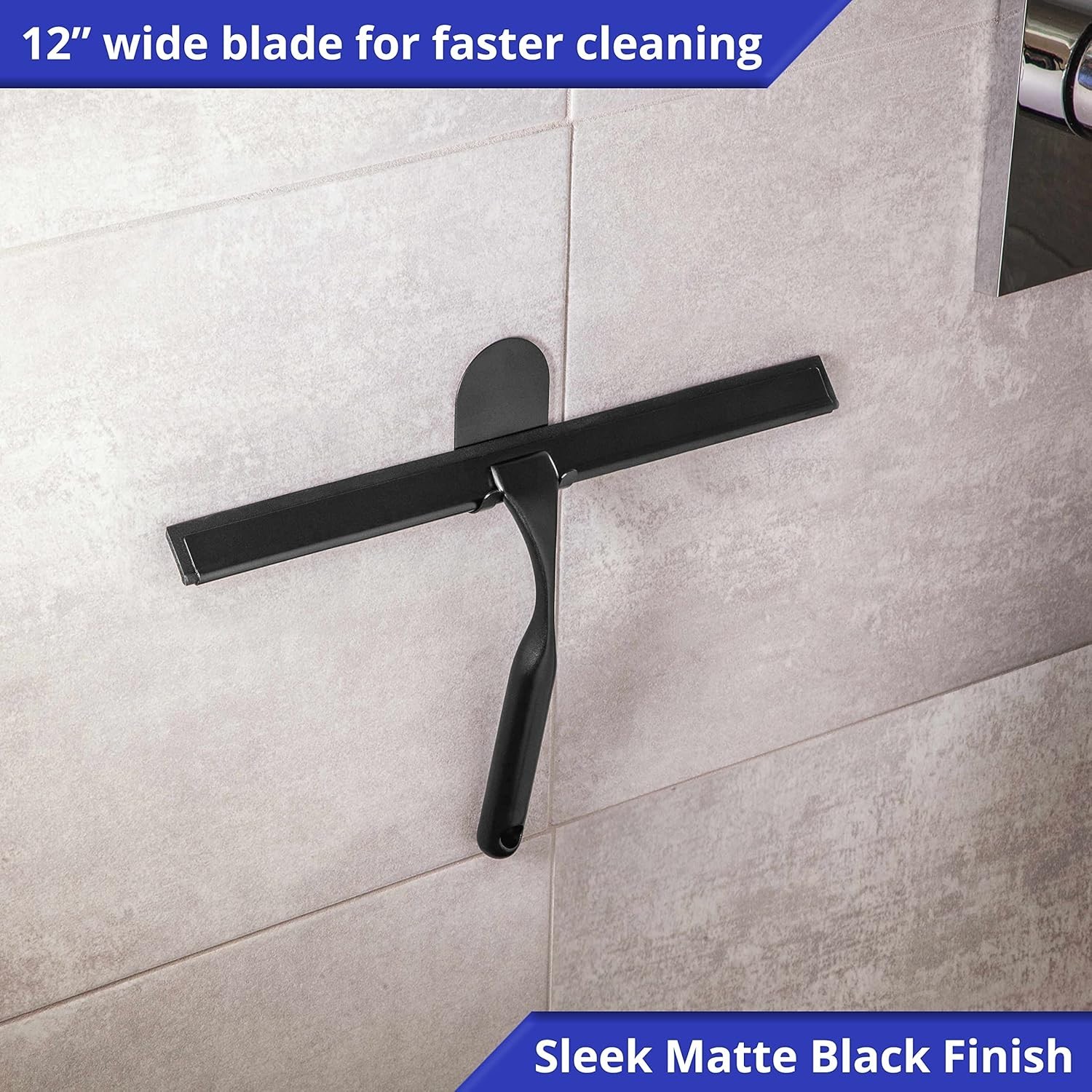 Heavy Duty 12-Inch Matte Black Shower Squeegee – Perfect for Windows & Glass